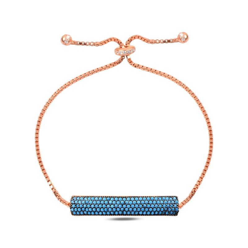 5 Row Nano Turquoise Plate Adjustable Sliding Bracelet - B89990