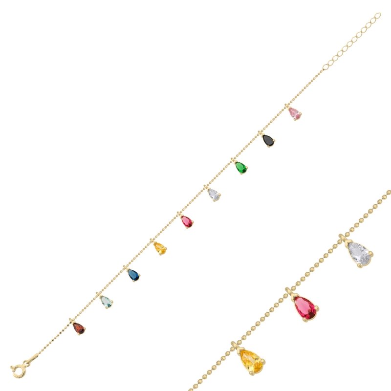 Teardrop CZ Dangle Bracelet - B90072