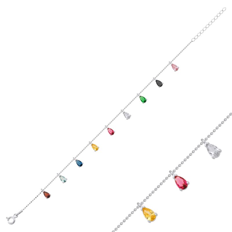 Teardrop CZ Dangle Bracelet - B90072