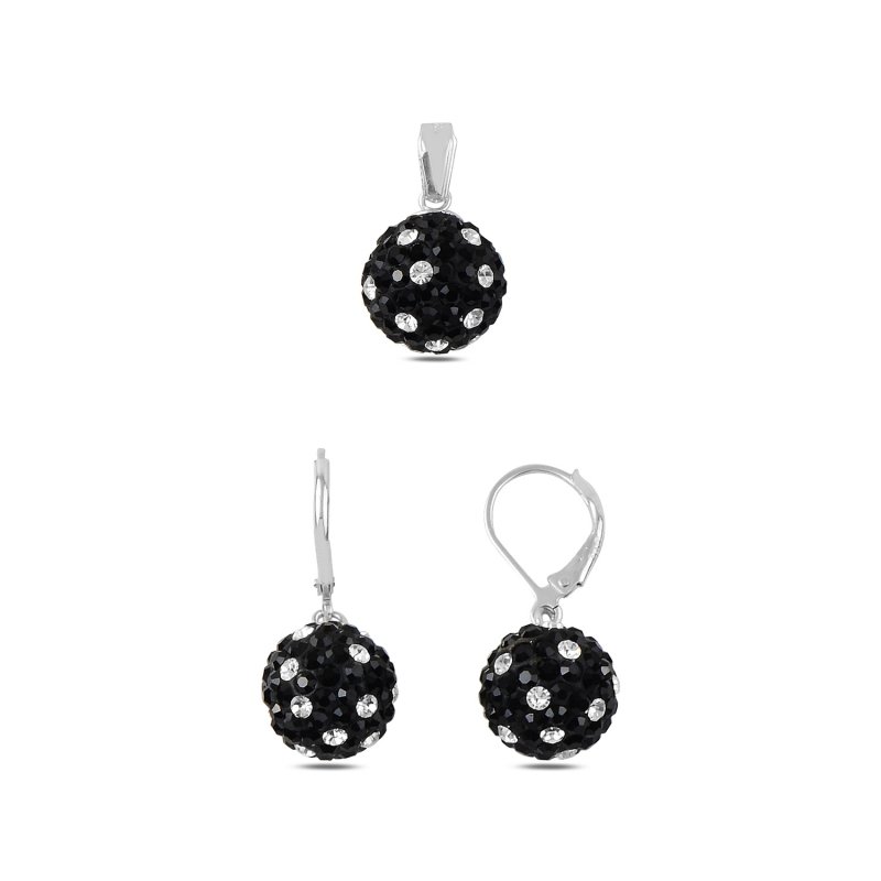 Polka Dot CZ Dangle Ball Set - S90106