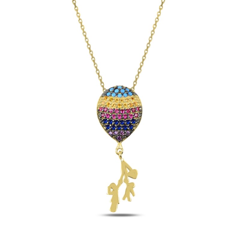 CZ Balloon With Boy & Girl Necklace - N90117