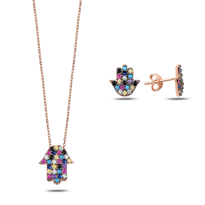 Mix CZ Hamsa Set - S90126