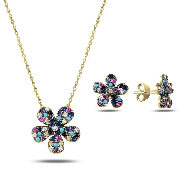 Mix CZ Daisy Set - S90128