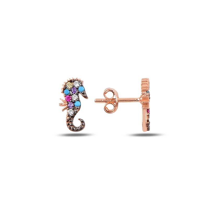 Seahorse Mix CZ Stud Earrings - E90133