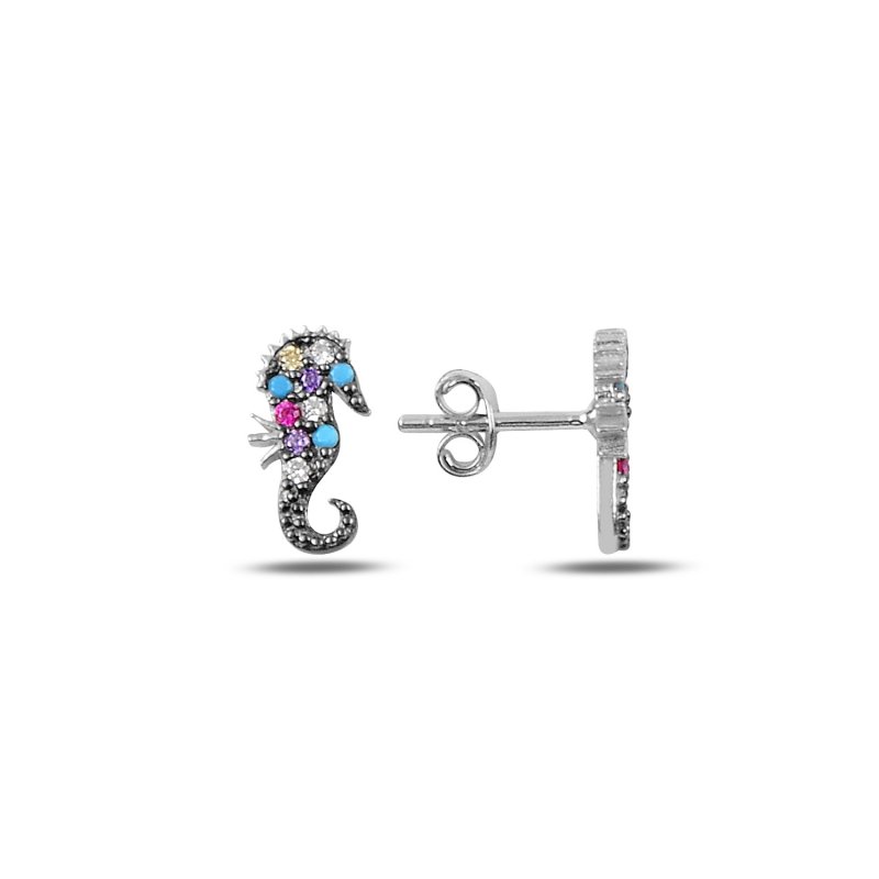 Seahorse Mix CZ Stud Earrings - E90133