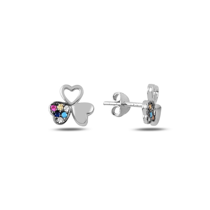 Hearts In Clover Mix CZ Stud Earrings - E90135