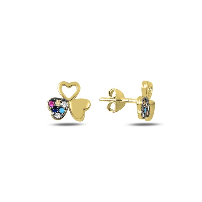 Hearts In Clover Mix CZ Stud Earrings - E90135
