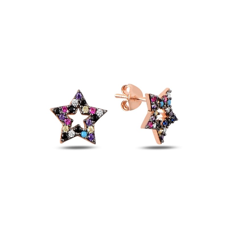 Star Mix CZ Stud Earrings - E90136