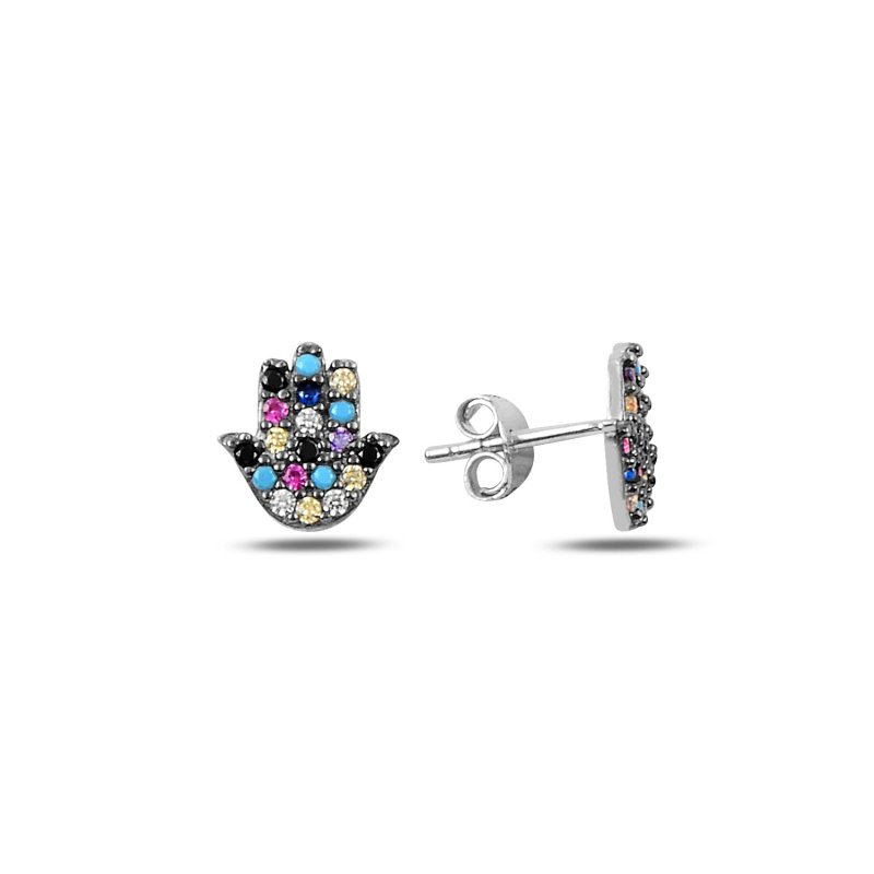 Hamsa Mix CZ Stud Earrings - E90137