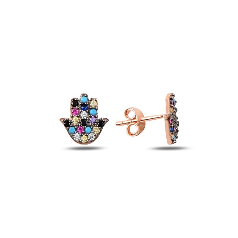 Hamsa Mix CZ Stud Earrings - E90137