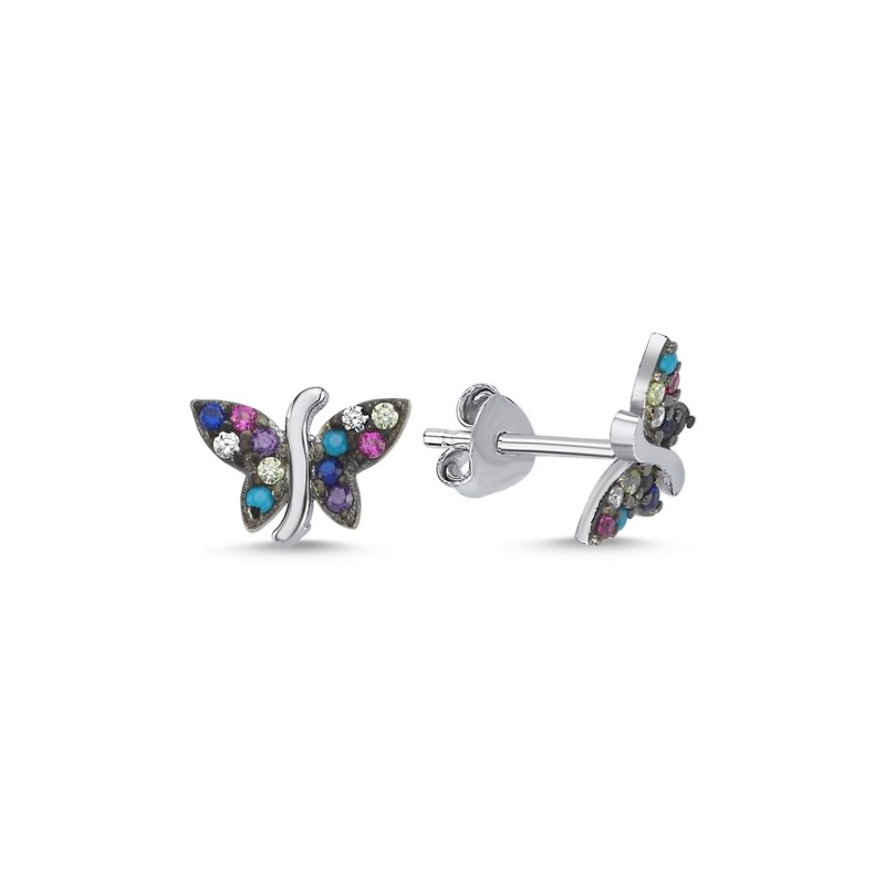 Butterfly Mix CZ Stud Earrings - E90138