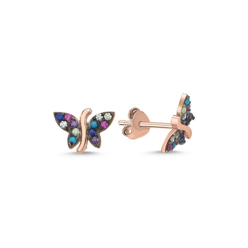 Butterfly Mix CZ Stud Earrings - E90138