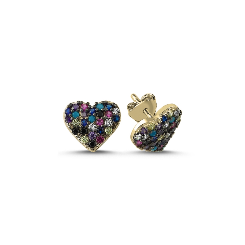 Heart Mix CZ Stud Earrings - E90140
