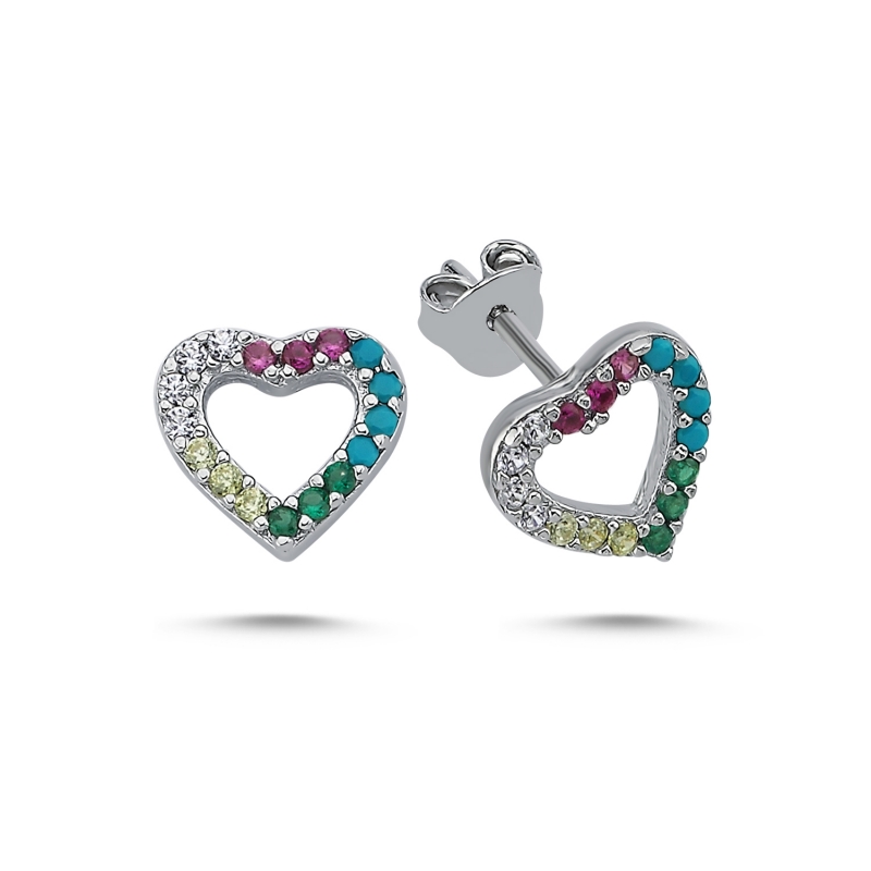 Heart Mix CZ Stud Earrings - E90142