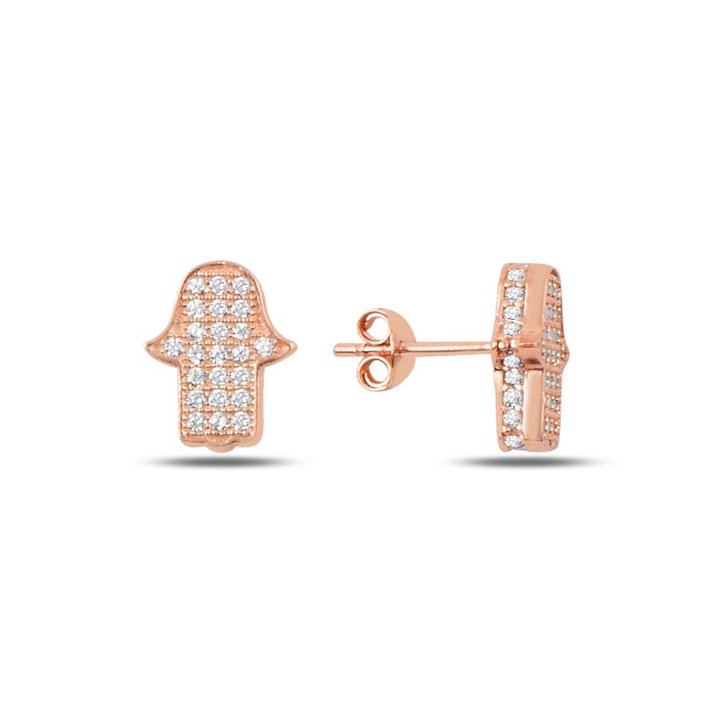 3d Hamsa CZ Stud Earrings - E90173