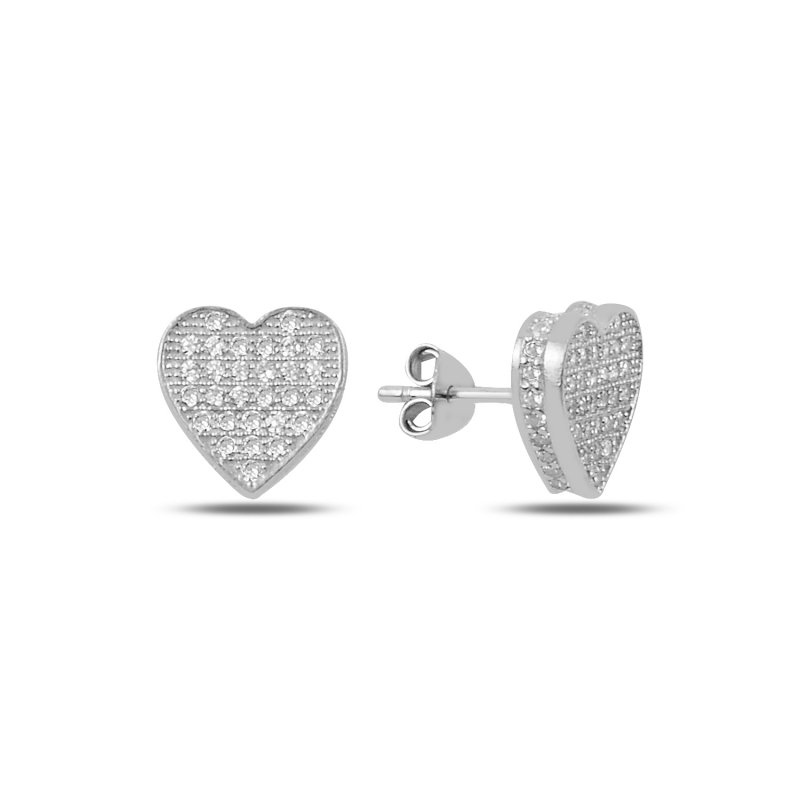 3d Heart CZ Stud Earrings - E90175