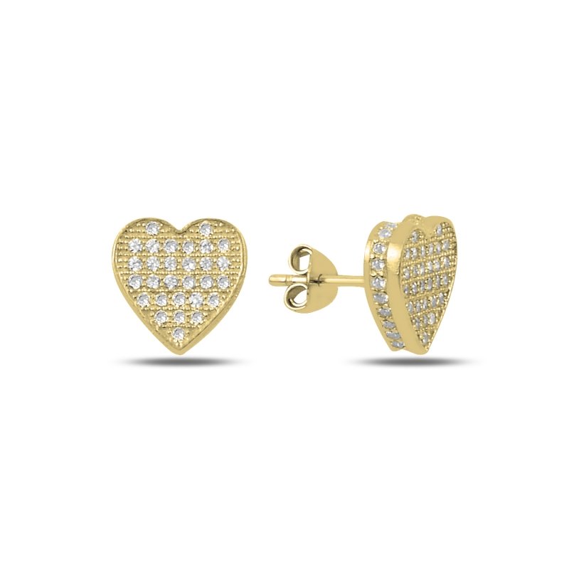 3d Heart CZ Stud Earrings - E90175