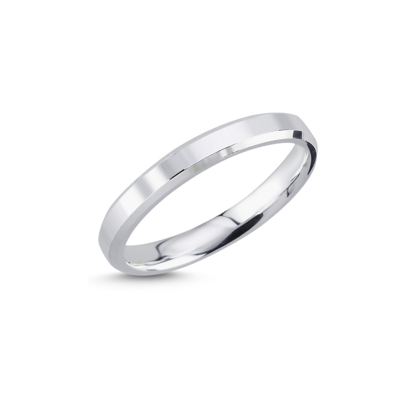 3mm Beveled Edge Flat Plain Band Ring - WR90322