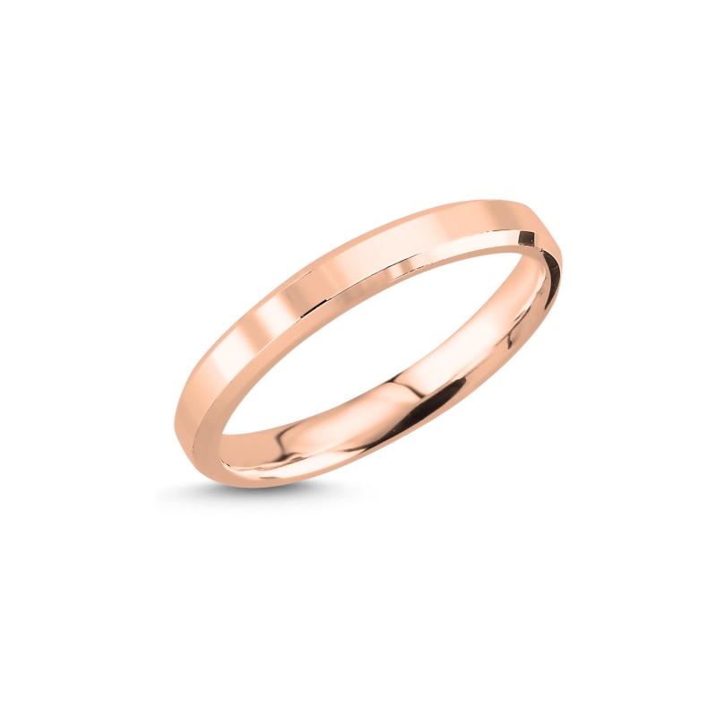 3mm Beveled Edge Flat Plain Band Ring - WR90324
