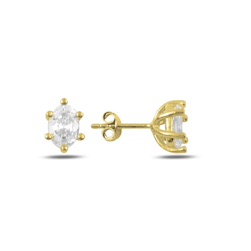 Solitaire Oval CZ Stud Earrings - E90340