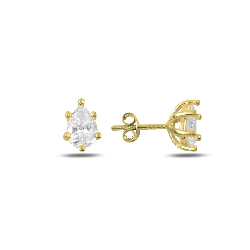 Solitaire Teardrop CZ Stud Earrings - E90341