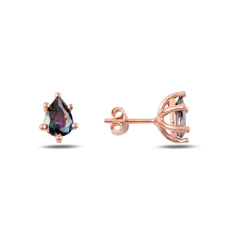 Solitaire Teardrop Mystic Topaz CZ Stud Earrings - E90345