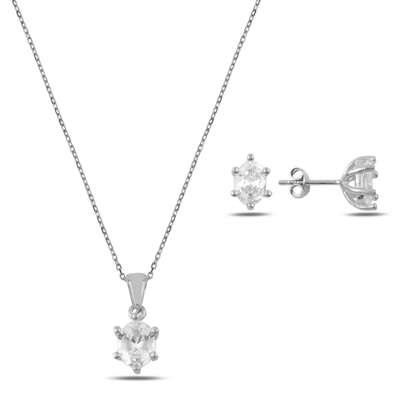 Oval CZ Solitaire Set - S90347