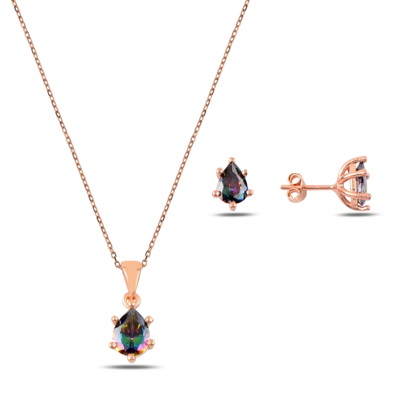 Drop Mystic Topaz CZ Solitaire Set - S90352