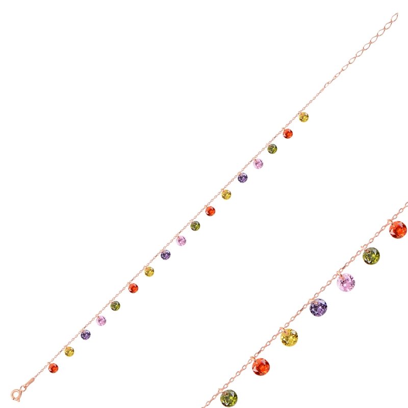 Round CZ Dangle Anklet - ANK90355