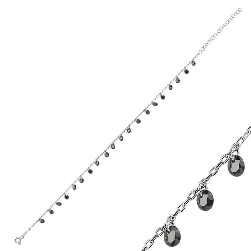 Round CZ Dangle Anklet - ANK90356