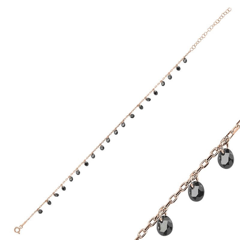 Round CZ Dangle Anklet - ANK90356