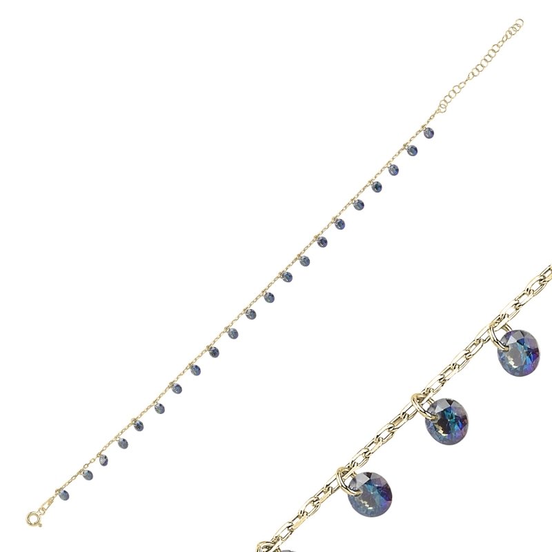 Round CZ Dangle Anklet - ANK90357