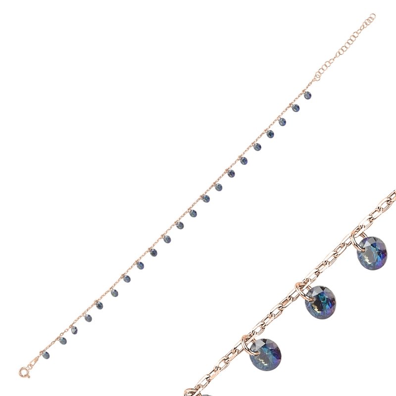 Round CZ Dangle Anklet - ANK90357