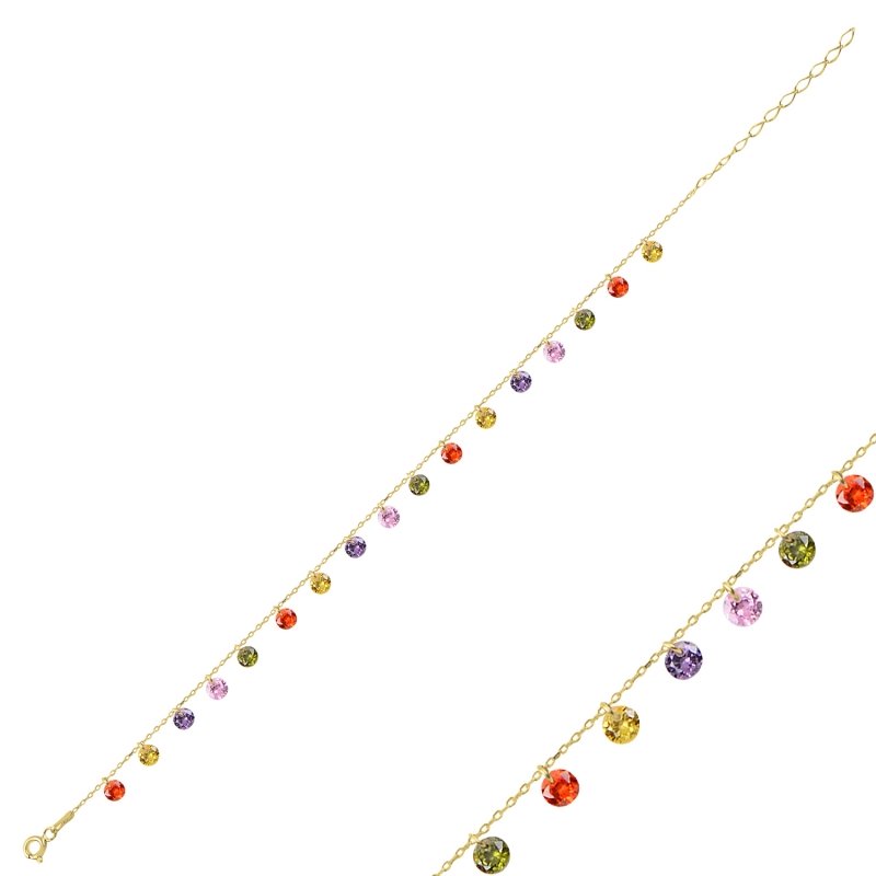 Round CZ Dangle Bracelet - B90365
