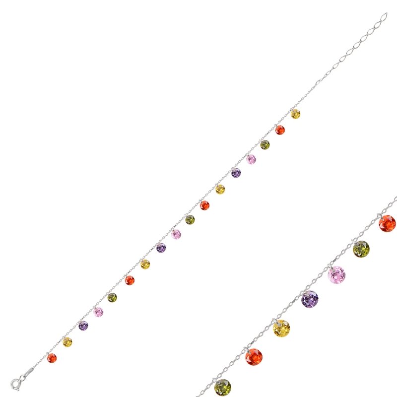 Round CZ Dangle Bracelet - B90365