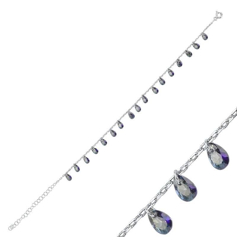 Teardrop Mystic Topaz CZ Dangle Bracelet - B90371