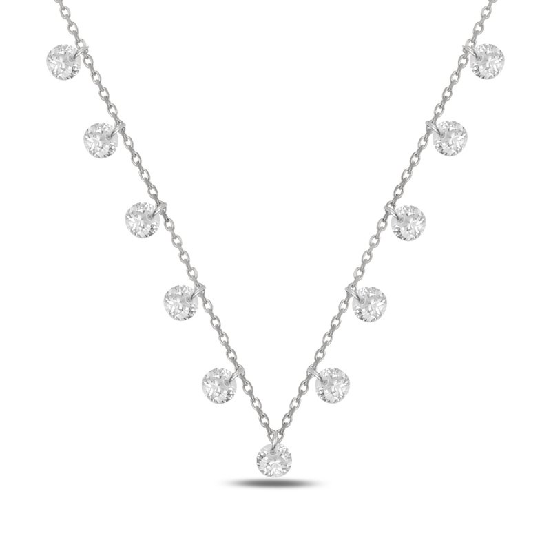 Round CZ Dangle Charm Necklace - N90372