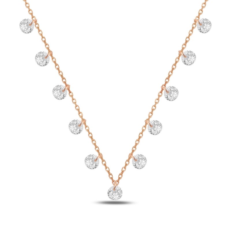 Round CZ Dangle Charm Necklace - N90372