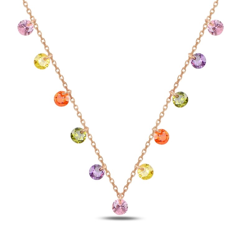 Round CZ Dangle Charm Necklace - N90374