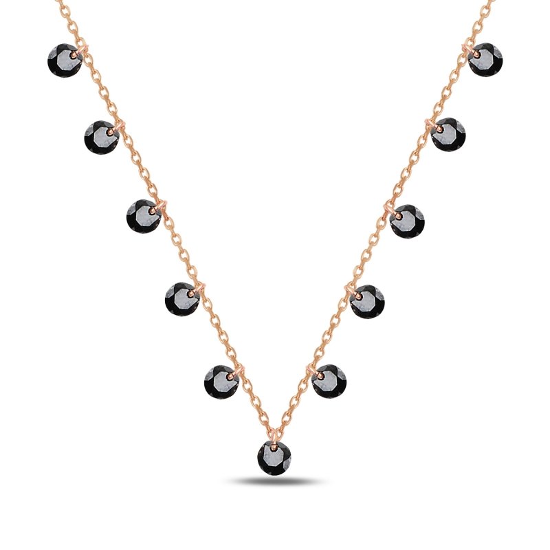 Round CZ Dangle Charm Necklace - N90375