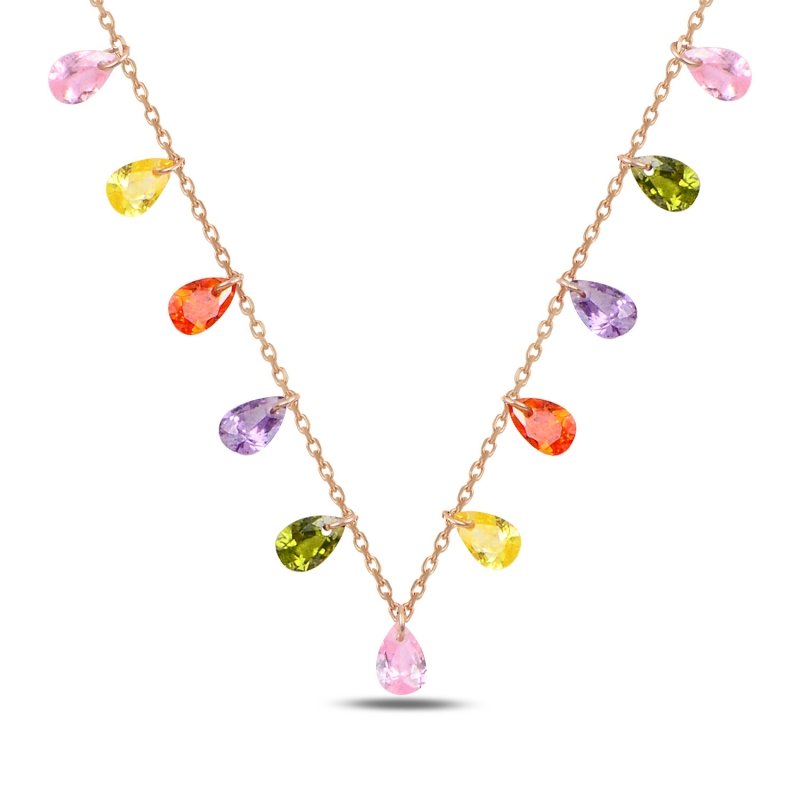Dangle Drop CZ Charm Necklace - N90378