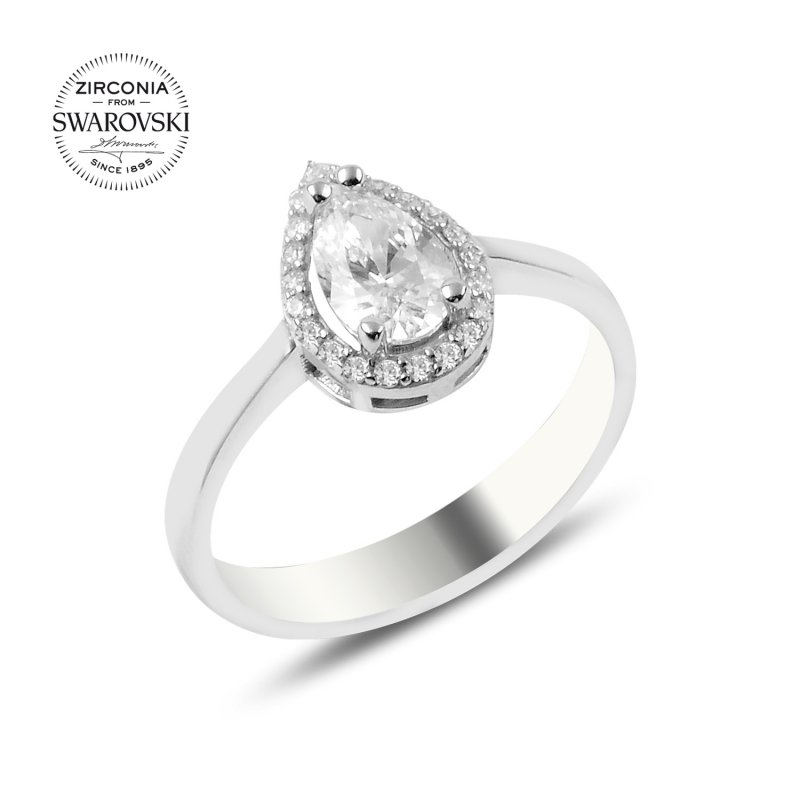 Swarovski Zirconia Drop Solitaire Ring - R90383