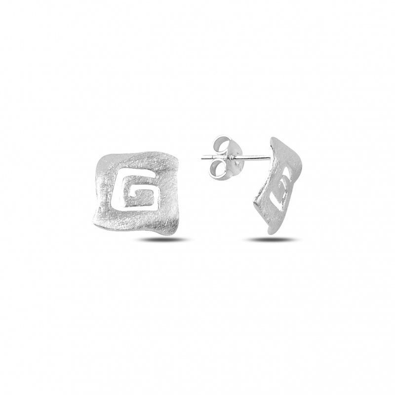 Stoneless Brushed Stud Earrings - E90397