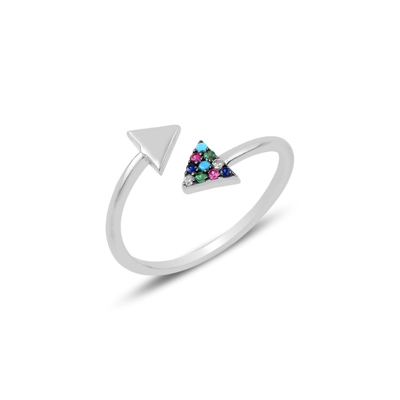 Mix CZ Adjustable Size Triangle Ring - R90490