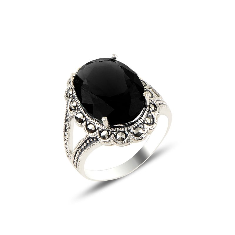 Marcasite & Black CZ Ring - R90559