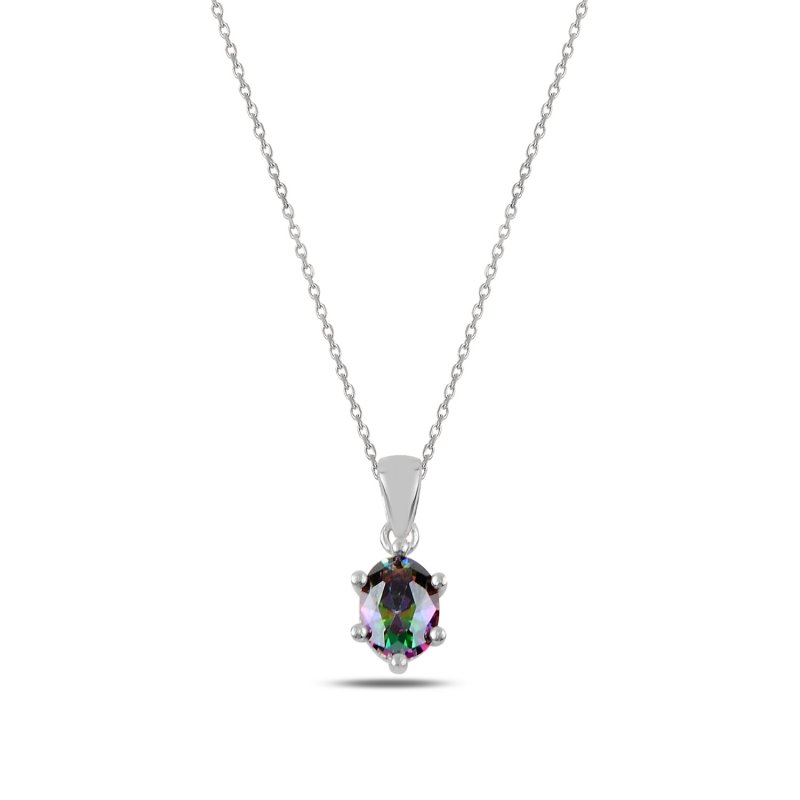 Mystic Topaz CZ Solitaire Necklace - N90590