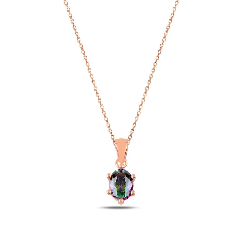 Mystic Topaz CZ Solitaire Necklace - N90590
