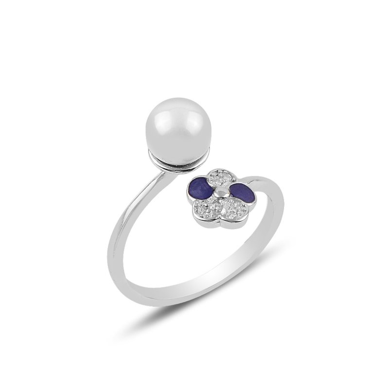 Pearl & CZ Flower Ring - R90617