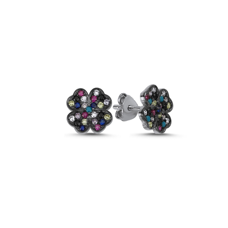 Clover Mix CZ Stud Earrings - E90848