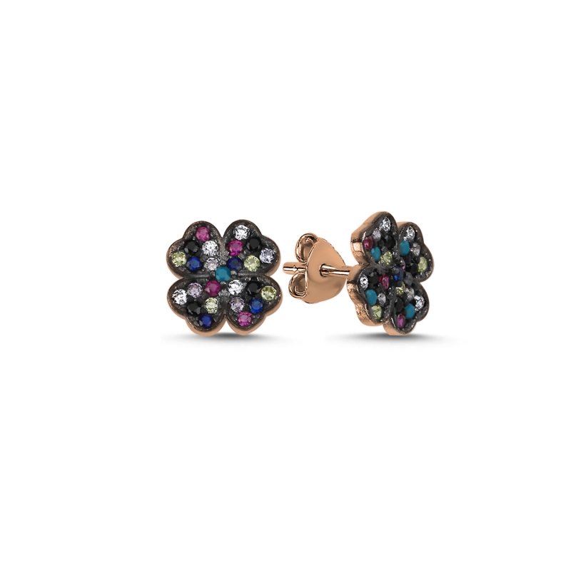 Clover Mix CZ Stud Earrings - E90848